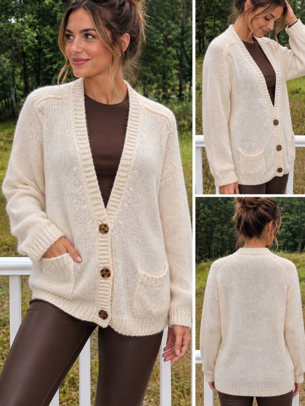 American Apparel Cream Mohair Blend Oversized Cardigan One Size Made in USA